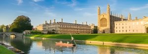 River Cam punting boat near King's College Chapel Cambridge England