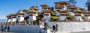Dochula Pass 108 Druk Wangyal Chortens with Himalayan mountain views in Bhutan