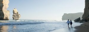 Enjoy walking along Gibson Steps beach with limestone sea stacks, Great Ocean Road, Victoria, Australia