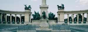 Heroes’ Square in Budapest with Millennium Monument and statues of Hungarian leaders