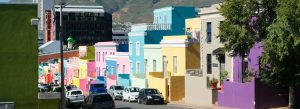 Colorful houses and vibrant streets in the Bo-Kaap neighborhood of Cape Town, South Africa.