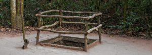 Historic Cu Chi Tunnels entrance hidden in the forest near Ho Chi Minh City, Vietnam