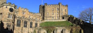Historic Durham Castle overlooking the city of Durham in northeast England.