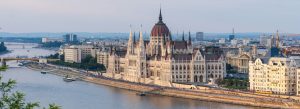 Hungarian Parliament Building on the Danube River in Budapest, Hungary during daylight with panoramic city views