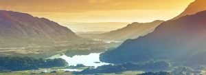 Scenic lakes and mountains at Killarney National Park in County Kerry, Ireland.