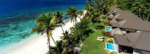 Luxury villas at Matamanoa Island Resort on a tropical beach in the Mamanuca Islands Fiji