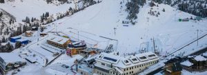 Snow-covered slopes and chairlifts at Shymbulak Ski Resort in Almaty, Kazakhstan