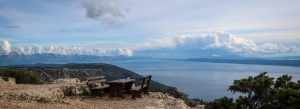 View from Vidova Gora mountain overlooking the Adriatic Sea and Croatian islands near Bol